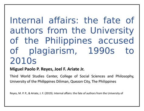 famous cases of plagiarism in the philippines|Internal Affairs: The Fate of Authors from the University of the .